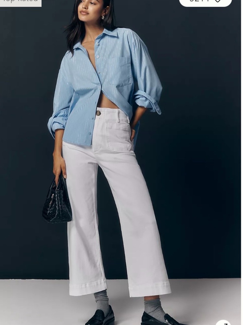 Anthropologie Maeve White Colette High Rise Crop Wide Leg Patch Pocket Pants 29